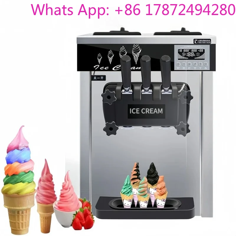 618CTB Commercial  Top Three Flavors with air Pump Stainless Steel Soft Serve Ice Cream Machine for Sale