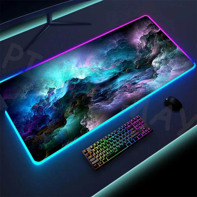 

RGB Mouse Pad Universe Large Gamer Mousepads Space LED Desk Rug Mouse Mat Backlit Laptop Pads Luminous Keyboard Mats