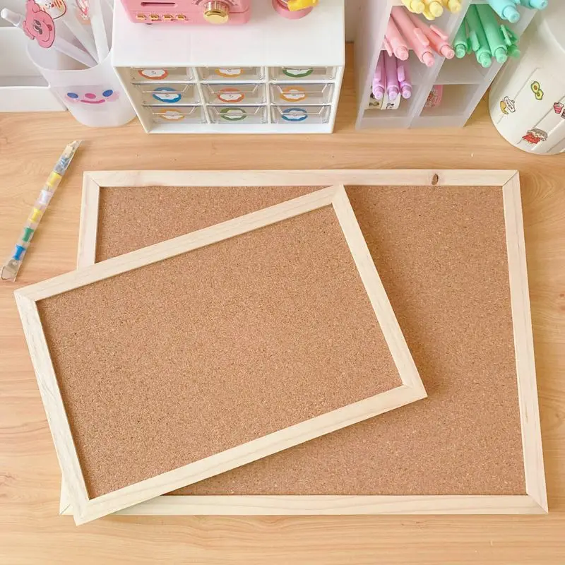 Cork Wood Wall Hanging Message Bulletin Board Frame Notice Note Memo Board for Home Office Shop School