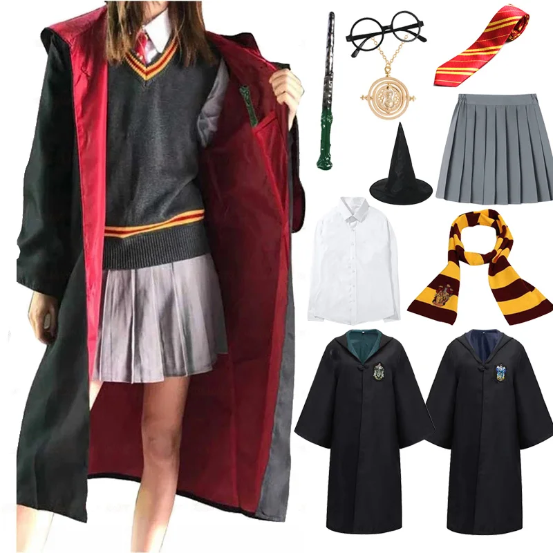 Girls Adult Granger Cosplay Teenager Harris Costume Slytherins Cloak Robe Cape Wizard Uniform Men's Halloween Costume Outfits