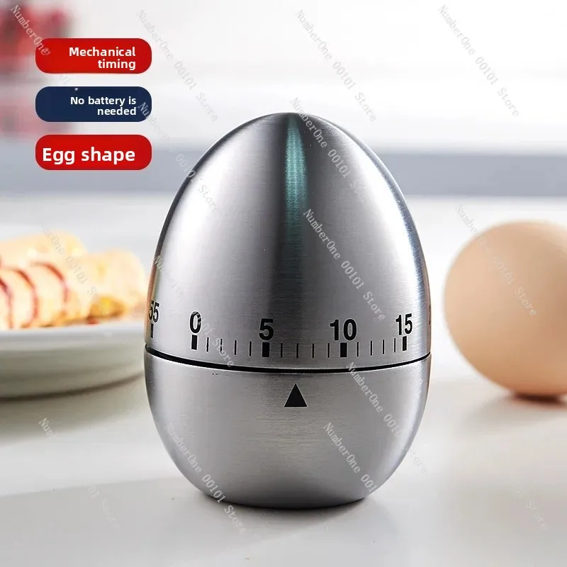 Kitchen Mechanical Timer Egg Shape, 60 Minute Cooking Alarm for Baking, Student Cooking Reminder Tool
