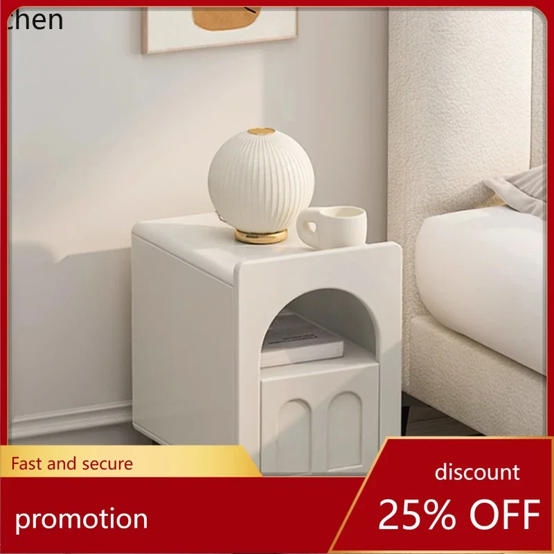 HTcream wind bedside table simple bedside small cabinet bedroom very narrow light luxury locker
