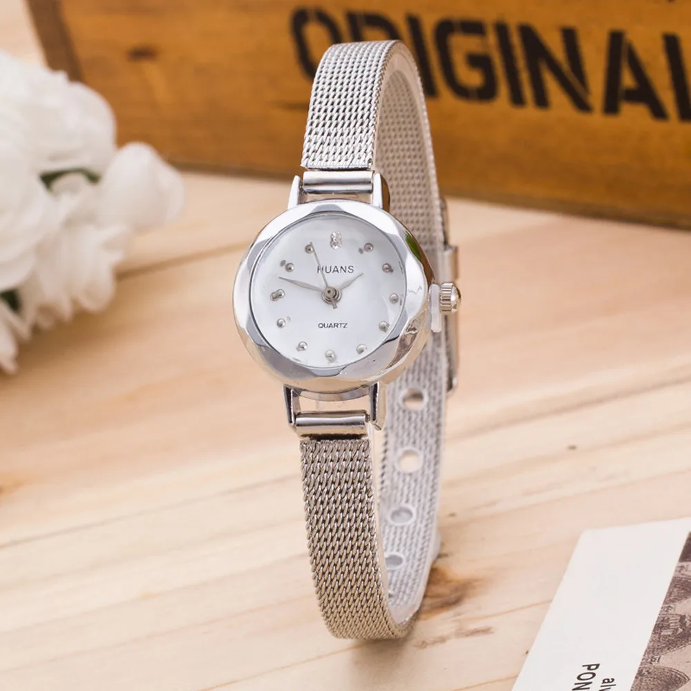 Women Ladies Stainless Steel Mesh Band Wrist Watch Trend Female Watch Stainless Steel Case Classic Silver Simple Reloj Mujer