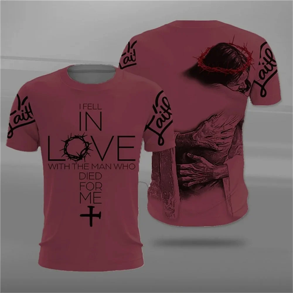 

Vintage Men's Tshirts 3d Christian Jesus Print T-Shirt Summer Casual Streetwear Tops Men Clothing Short-sleeved Camisetas Homme