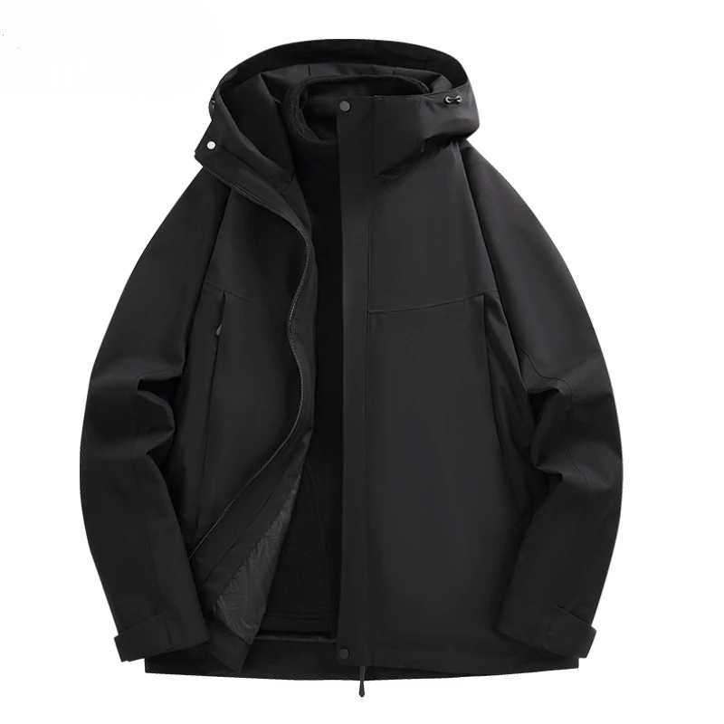 

Men's 3-in-1 Jacket Autumn and Winter New Fashion Color-Blocked Warm Outdoor Adventure Hooded Coat Men's Mountaineering Clothes