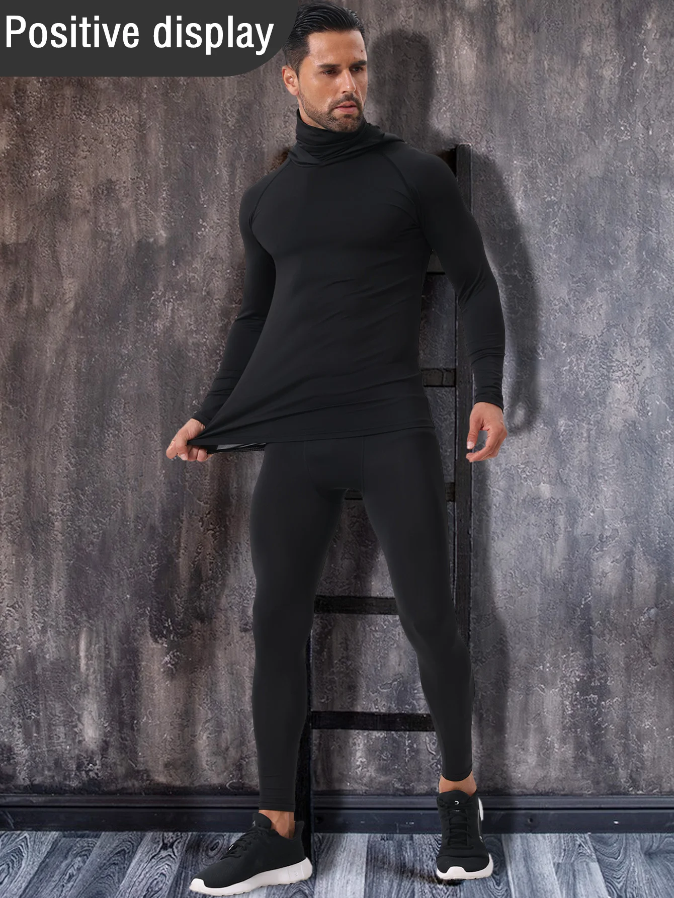 طقم قمصان رياضية بغطاء للرأس مكون من 3 قطع، قمصان أداء بأكمام طويلة