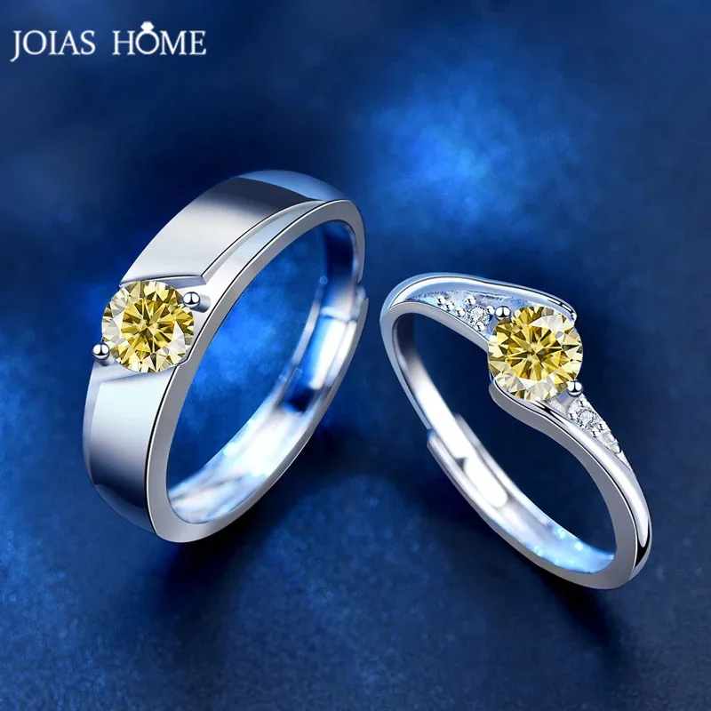 

JOIAS HOME Silver s925 1ct D color Moissanite gemstone couple ring, preferred as a Valentine's Day anniversary gift