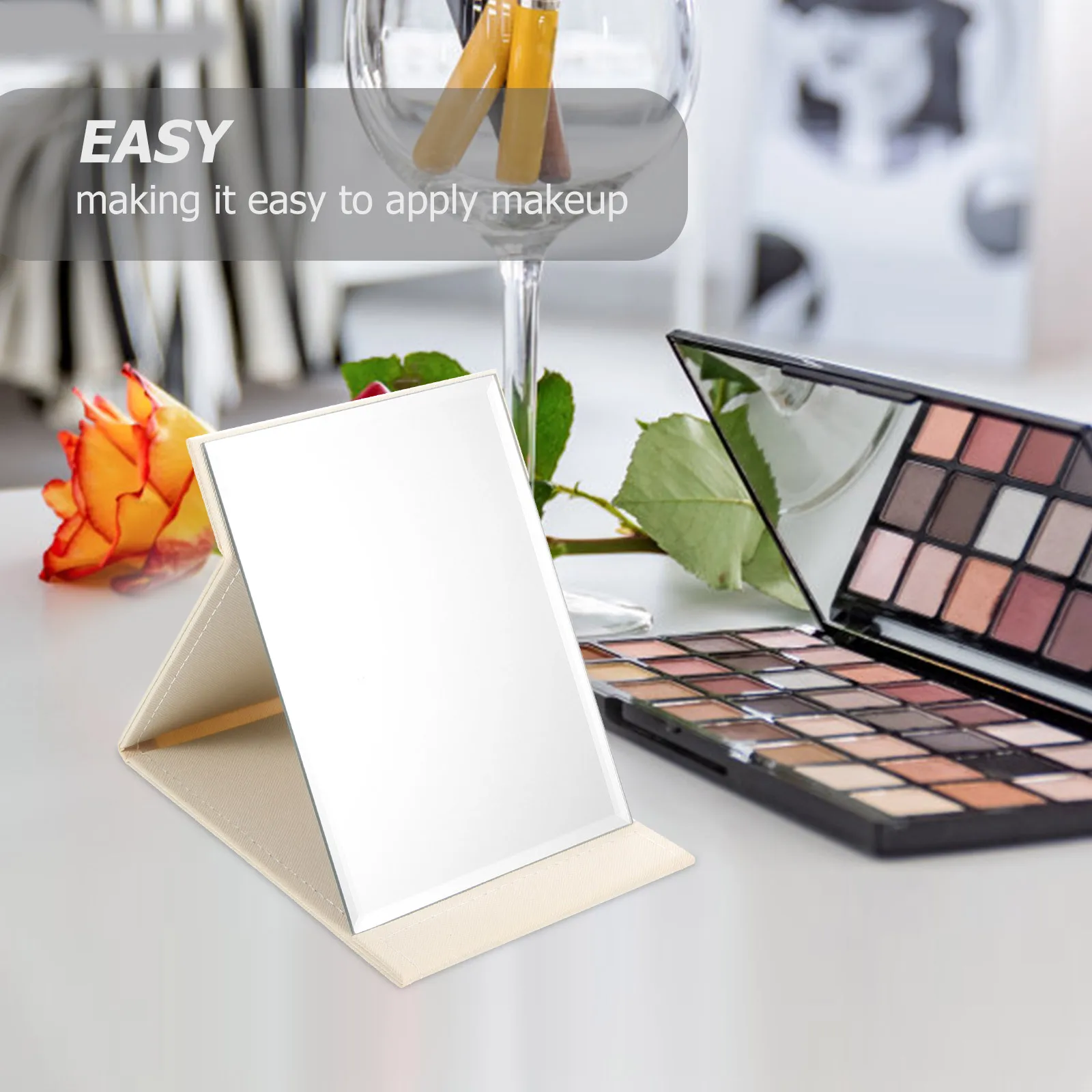 Składane lusterko do makijażu Przenośne duże lusterko kosmetyczne Regulowane do użytku na biurku, stoliku, w podróży Lusterka do makijażu