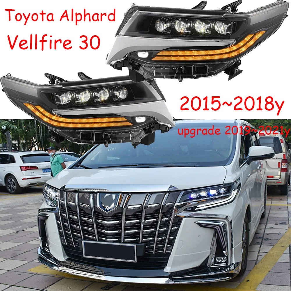 Car bumper headlamp for Toyota Alphard vellfire 30 headlight y ALL IN LED DRL car Alphard daytime running light head light