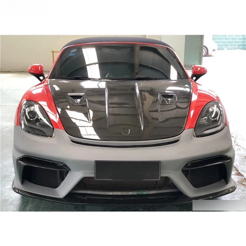 

Для Porsche Boxster Cayman 718 GT4 GT4RS из настоящего углеродного волокна, передний капот двигателя, комплект кузова автомобиля
