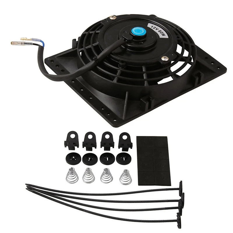 6 Inch Slim 650CFM Radiator Cooling Fans Universal Slim Pull Push 12V 80W Direct Replacement Electric Fan with Mount Kit