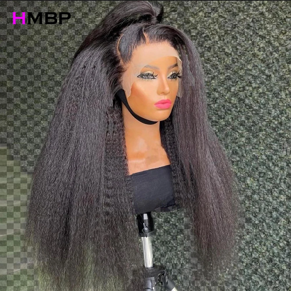 450 Density Kinky Straight 13×6/360 HD Lace Frontal Wig Human Hair Pre Plucked Wig HD Transparent Lace Wig Brazilian Baby Hair