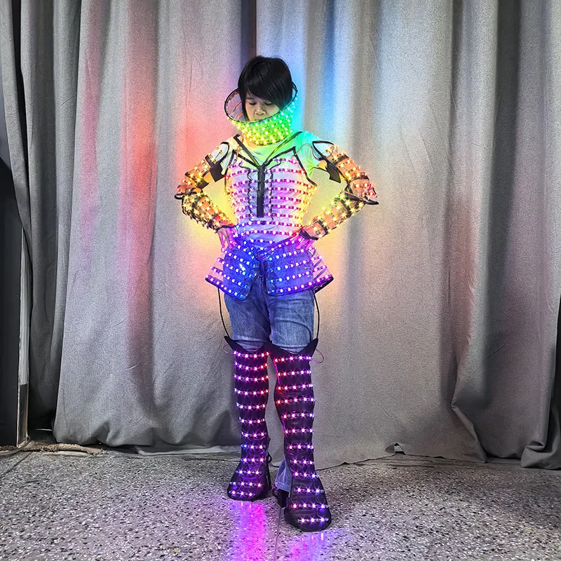 

LED Luminous Stage Costume Women Transparent Punk Cosplay Anime Nightclub DJ Party Rave Outfit Light up Carnival Tron Dance Wear