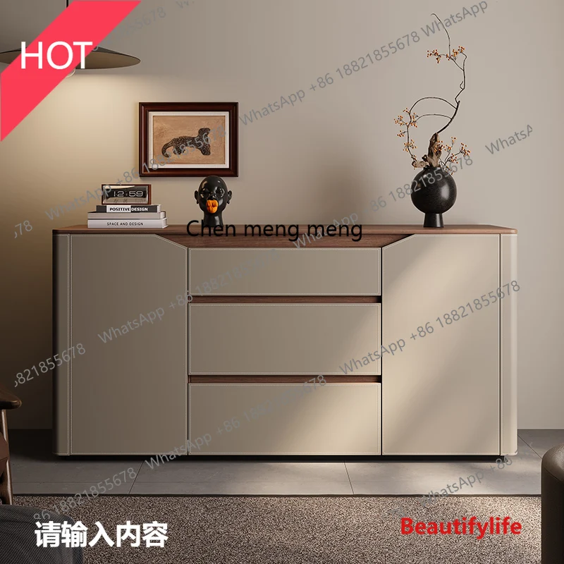 

M46 Saddle leather storage cabinetItalian modern living room entrance dining side storage sideboard, bedside cabinet