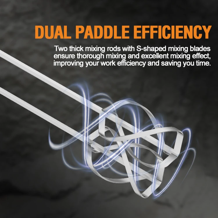 Miscelatore elettrico per vernice a doppia paletta industriale durevole da 1600 W Miscelatore per calcestruzzo portatile commerciale per malte