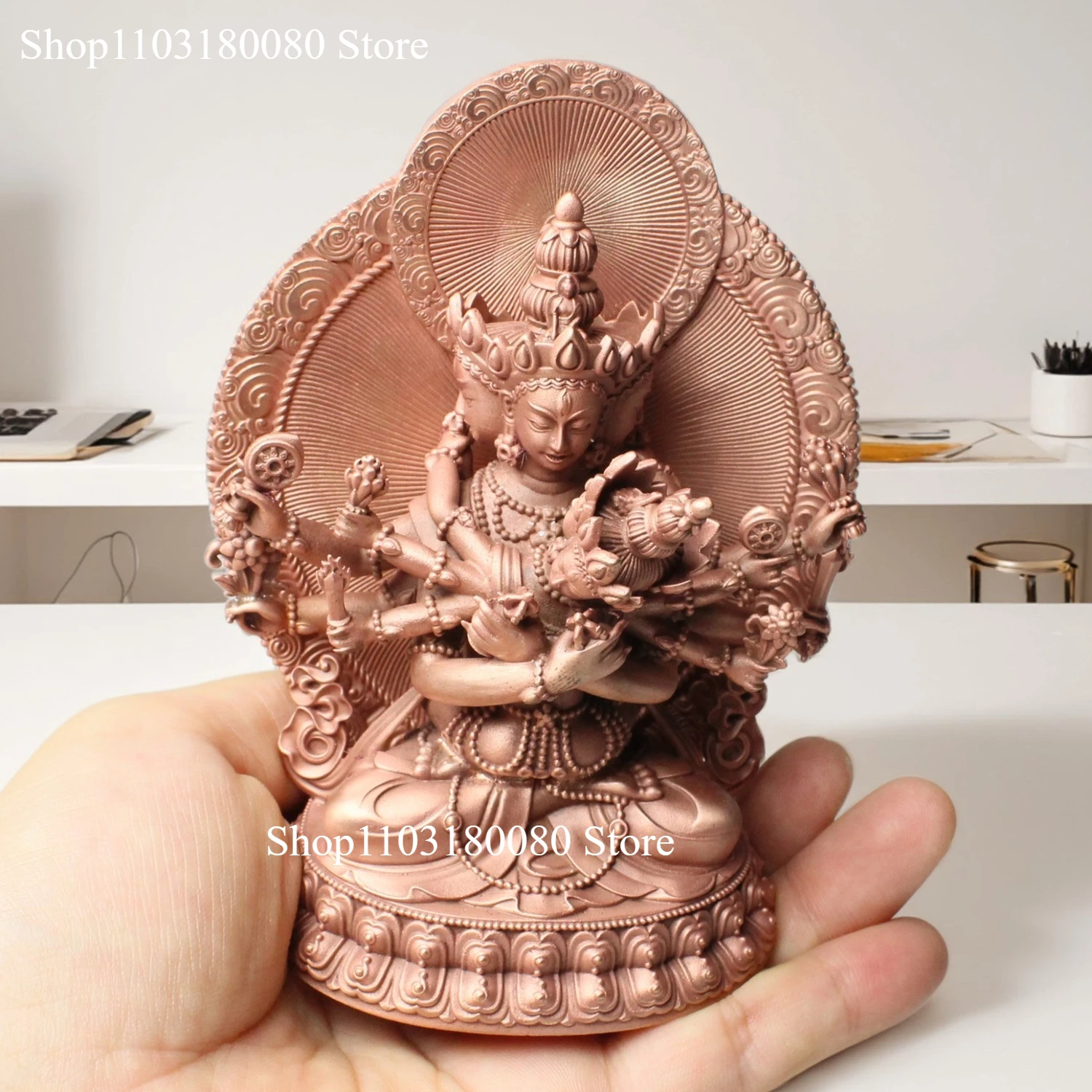11cm Red Copper Carving Guhyasamaja Buddha Statue Tibet Buddhism Tantra Akshobhyavajra Small Statue