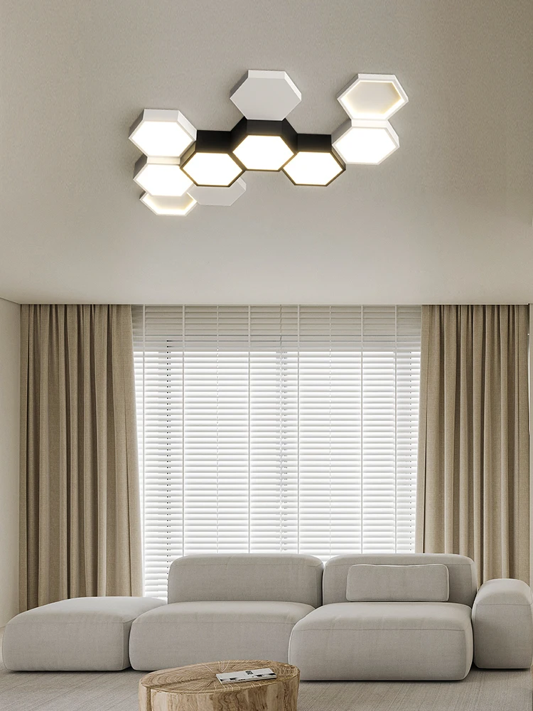 Living Room Lamp Modern Ceiling Lights Honeycomb Design White Balck Combination Art Indoor Lamps  Bedrom Hall Dinning Room Lamp