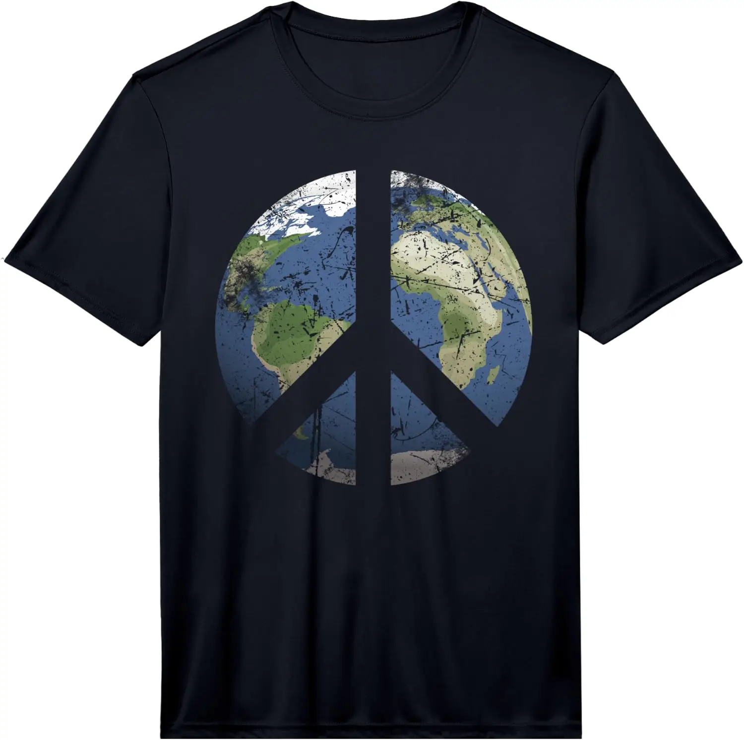 Mens World Peace Sign Earth Day Awareness Environmentalist Performance T-Shirt 100% Cotton Trendy Y2K Short-Sleeve Tee – Soft, Quick-Drying, & Moisture-Wicking; Ideal for Sports or Casual Wear; Great Gift for Christmas or Halloween. Environmental.