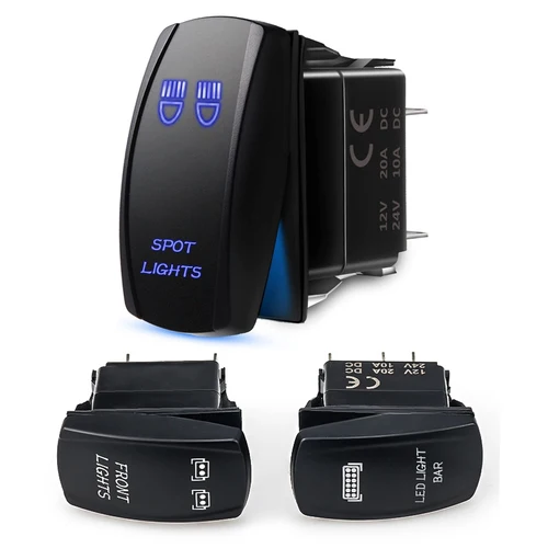 Imagen 2 del producto Interruptor basculante de palanca para barco y coche, 12V, 24V, 20A, LED resistente al agua, luz roja, azul y verde, 5 pines, ON-OFF SPST para autobús, camión, remolque, RV, Marine