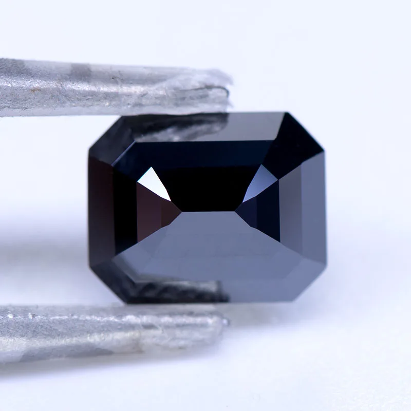 Moissanit-Edelstein im Smaragdschliff, schwarze Farbe, im Labor gezüchteter Diamant für DIY-Schmuckherstellung von Ringen und Ohrringen für Damen, mit Zertifikat – Detail 9
