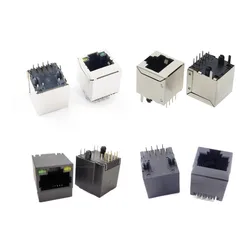 5pcs RJ45 Vertical 180 degree Network Adapter Socket With Shield and Lamp Network Cable Interface 5224-8p8c in-line Connector