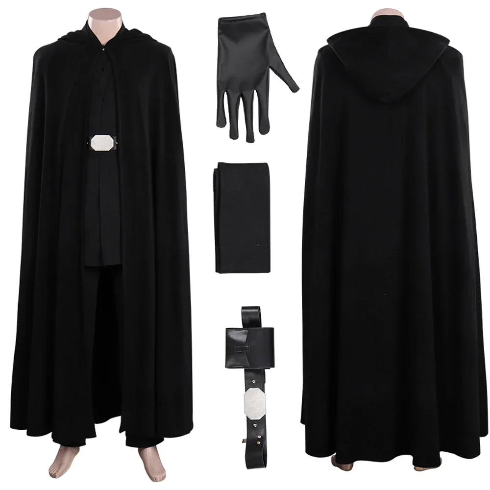 

Luke Cosplay Fantasy Movie Space Battle Knight Disguise Costume Adult Men Roleplay Black Cloak Male Halloween Fantasy Outfit