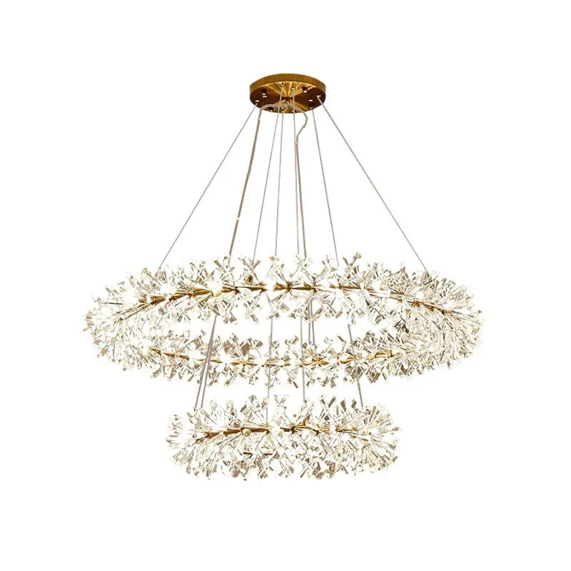 

Creative wreath crystal chandelier living room villa stair light post-modern light luxury