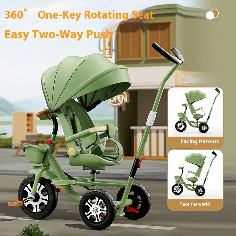 

Toddler Tricycle Stroller Alternative Reclining Seat Foldable Push Trike Lightweight Baby Pedal Bike with Handle