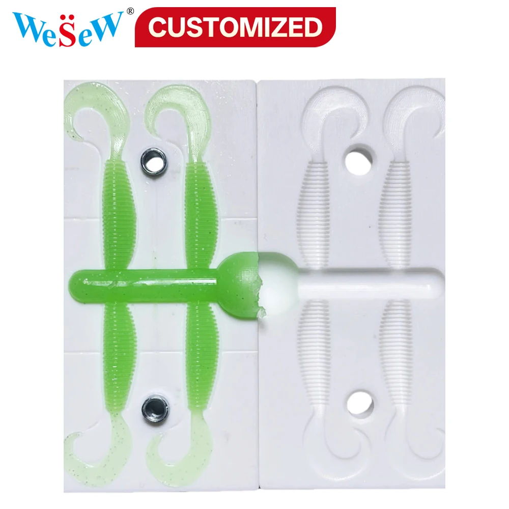 

Customized double-tail soft bait silicone mold, biomimetic lure DIY tool for lure fishing, professional lure DIY.