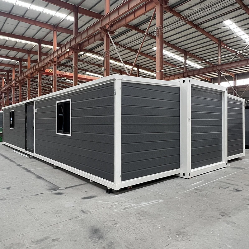 Large Area Family Prefabricated Container House 40ft Flat Top Double Wing Expansion Box with Two Story Flat Roof Mobile Home