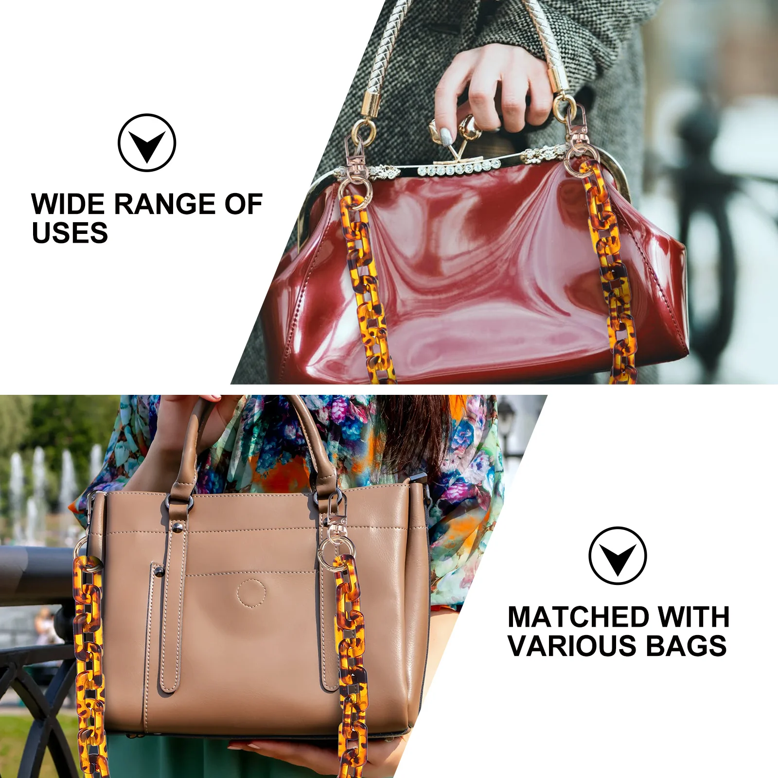 

1Pcs Leopard Resin Chain Acrylic Bag Chain Versatile Bag Accessory Smooth Surface Comfortable Touch Practical Decor