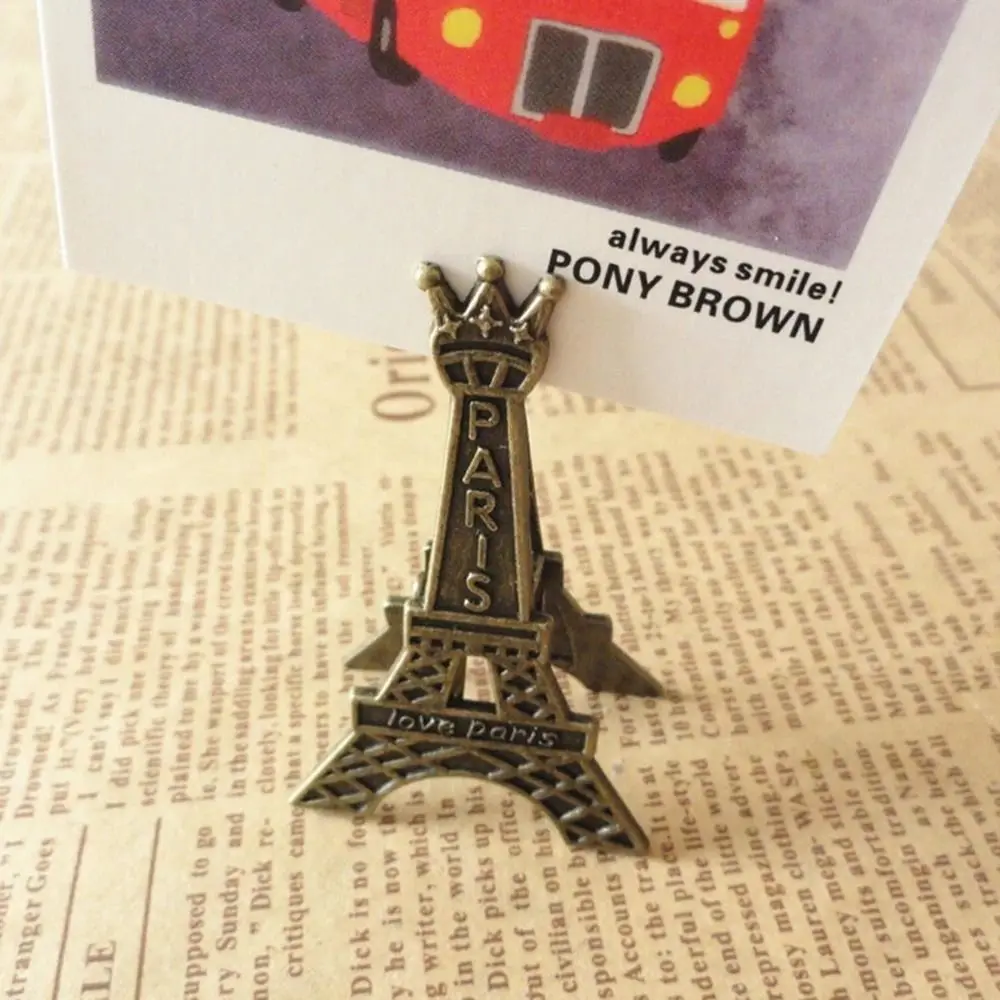 School Stationery Photo Decoration Metal Retro Style Name Card Paper Clip Eiffel Tower Clip Memo Clip Picture Clip Holder