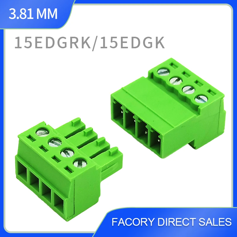 CIXIYCX 15EDGRK-3.81mm Plug-in Terminal Block 3.81 Pitch 2EDGRK 2/3/4/5/6/7/8/9/10/11/12P PLUG + SOCKET