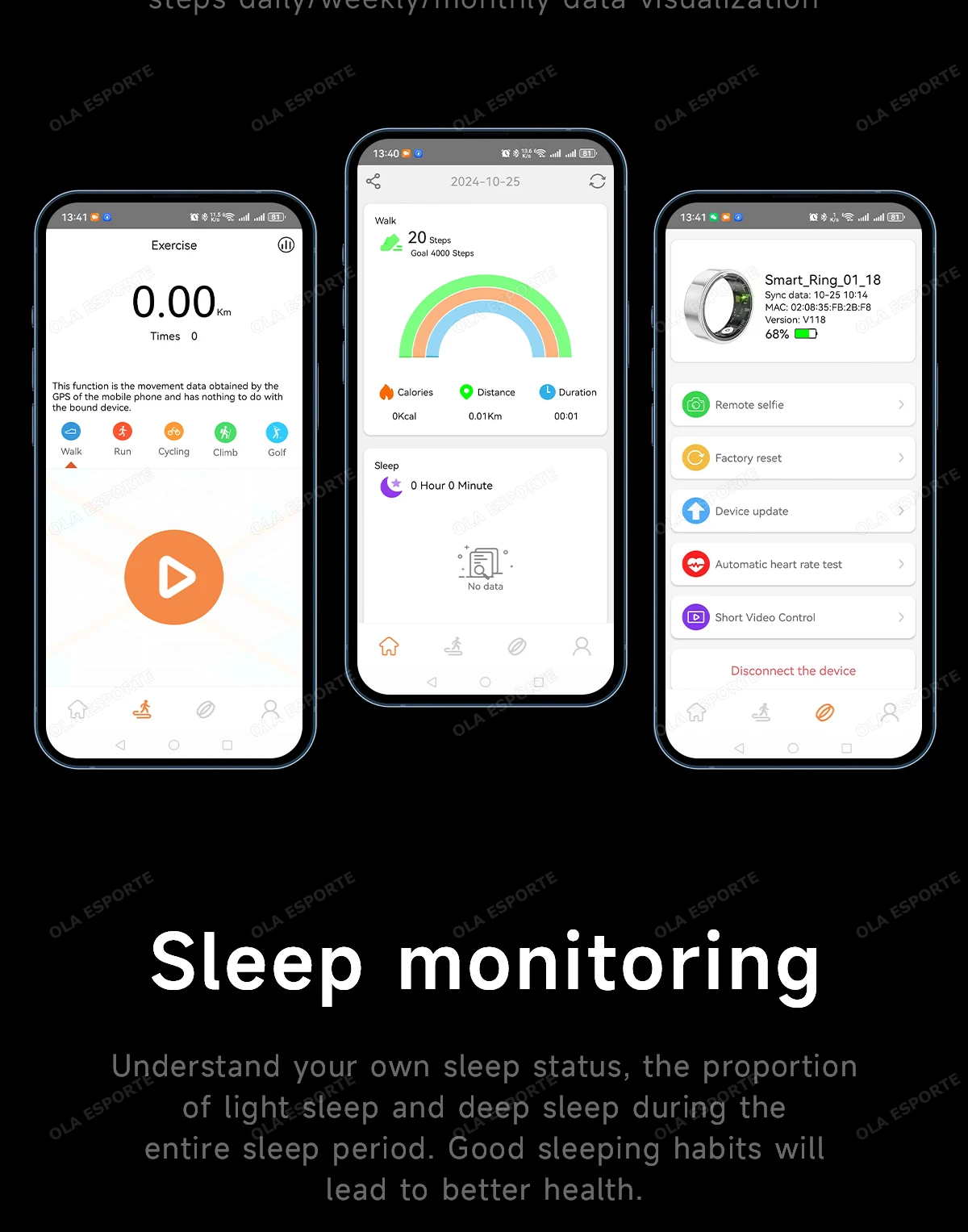 Intelligenter Ring mit Digitalanzeige, Fitness-Tracker, Schlaf- und Aktivitätsmonitor, Schrittzähler, Fernkamera, Tragbarer Ring für den täglichen Sport HT30 – Detail 13