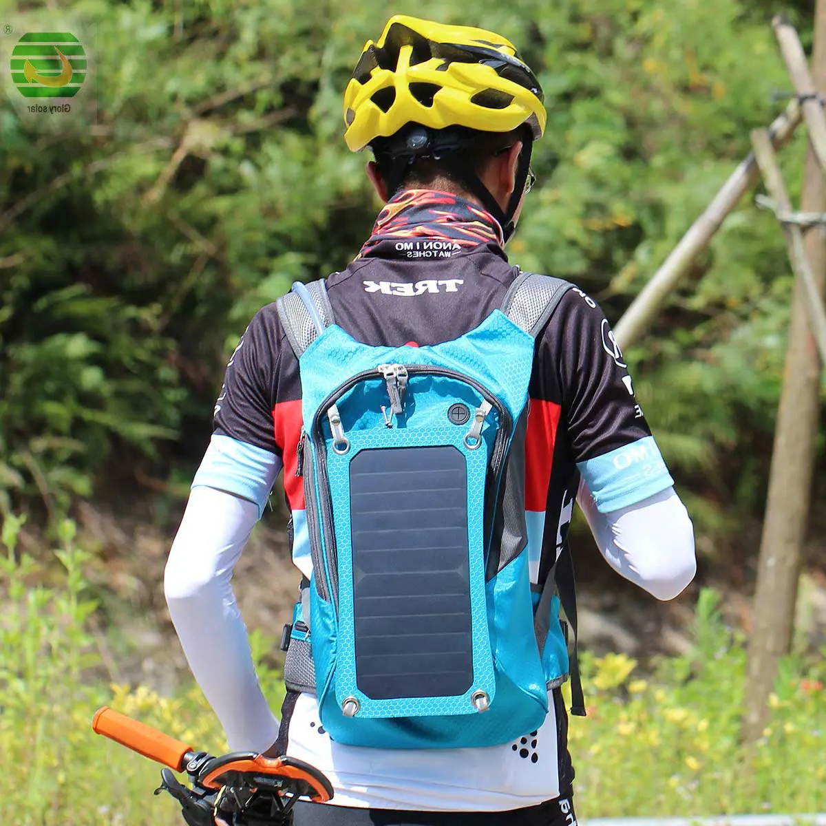 Cycling solar backpack outdoor waterproof and wear-resistant mountaineering bag breathable backpack 10W USB interface 20L