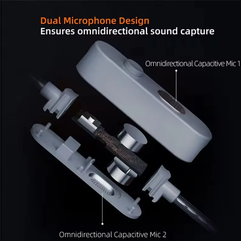 ABSQ-Silver-Plated สายอัพเกรด KZ-M2 Dual Mic Type-C สําหรับ QKZ KZ Castor ZSN ZST EDX EDC PRO ZSN PRO