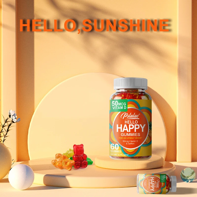 Hello Happy Gummies Mood Balance Support, Vitamin D, Saffron High Absorption Formula