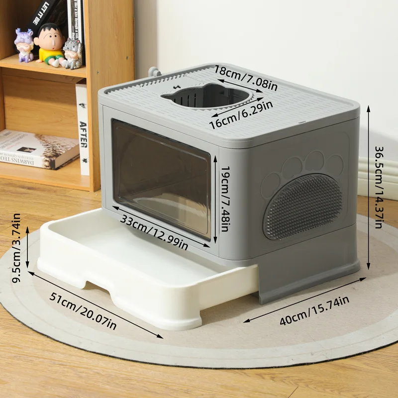 كبير بالكامل صندوق نفايات القط المغلقة درج نمط سبلاش برهان سهلة التنظيف مرحاض القط رائحة التحكم القط كيبلي موزع مجرفة #1