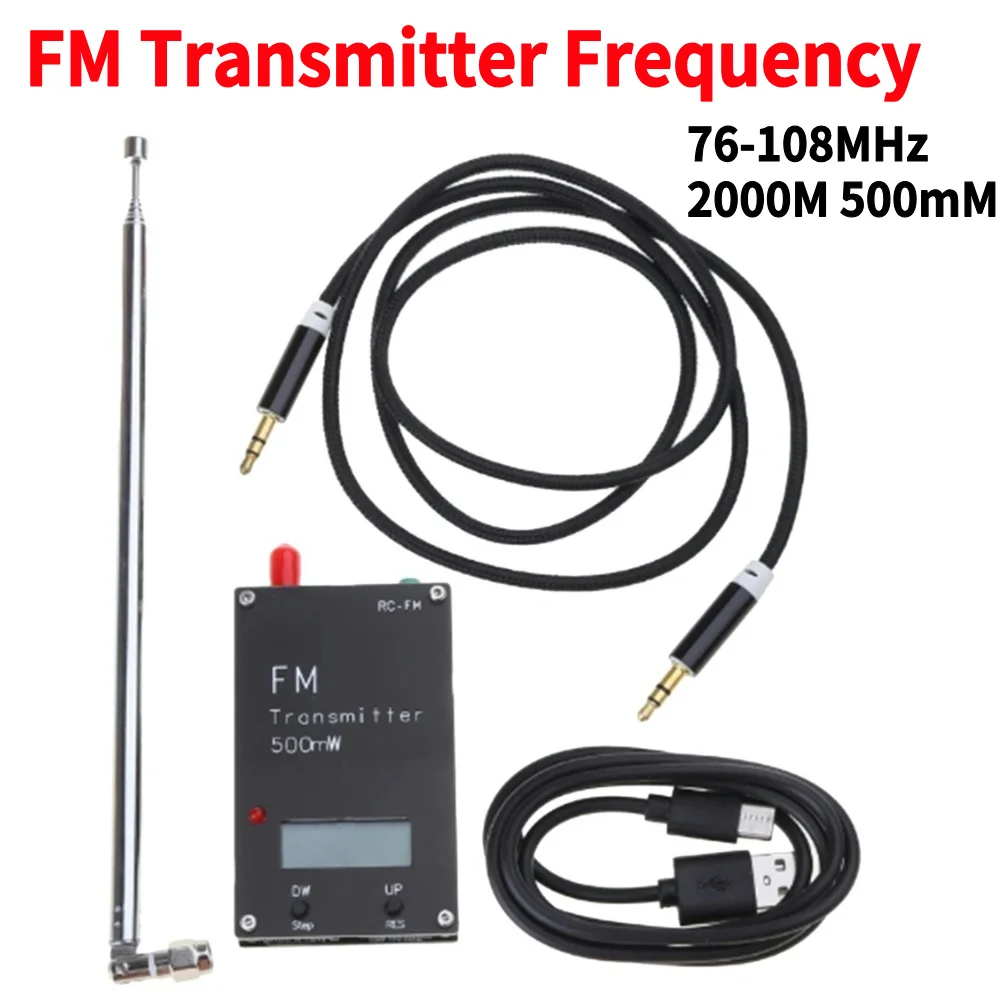 2000M 0.5W 500mW FM Transmitter Frequency LCD Display Stereo Digital 76-108MHz FOR DSP Radio Broadcast Radio Station Receiver