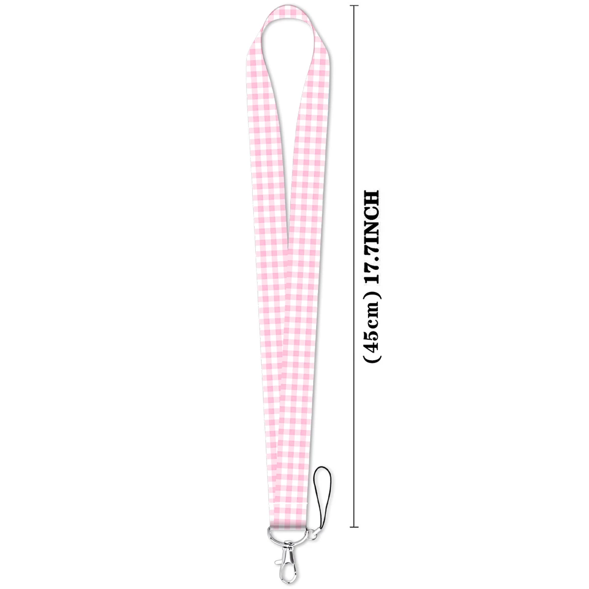 Pink White Plaid Print Credential Holder Gingham Neck Strap Lanyard for Key Keychain USB Badge Holder Keyring Accessories Gifts