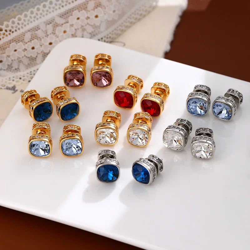 

2025 Red Crystal Earrings Gold Plated Sterling Silver Minimalist Chic Jewelry Women Hypoallergenic Statement Piece