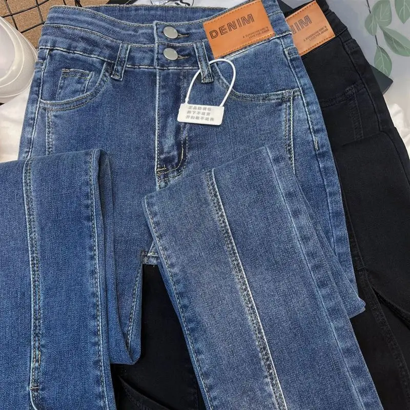 Vintage spodnie Flare Y2k spodnie dla kobiet koreańskie dżinsy dla kobiet odzież damska Streetwear jeansowa odzież damska z wysokim stanem