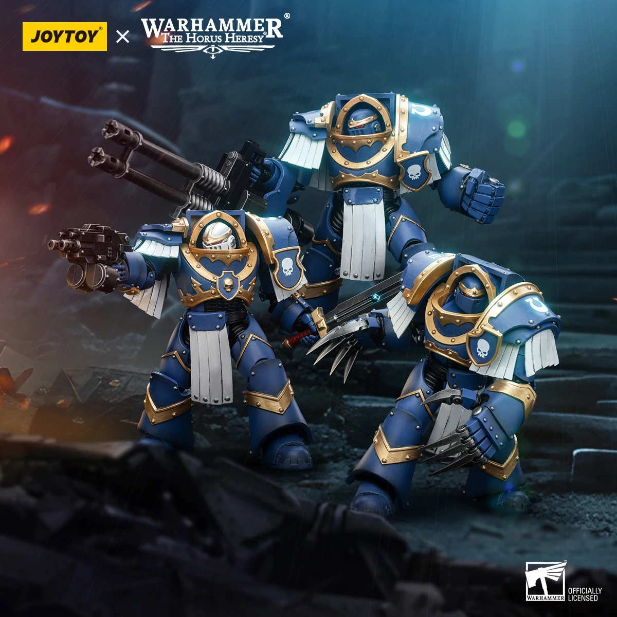 JOYTOY-Warhammer Chain The Horus Heresy Action Figures, Ultramarines, Cataphracti, Politiquement ator Squad, Model Boy Toy, 1/18, 3PCs, En stock