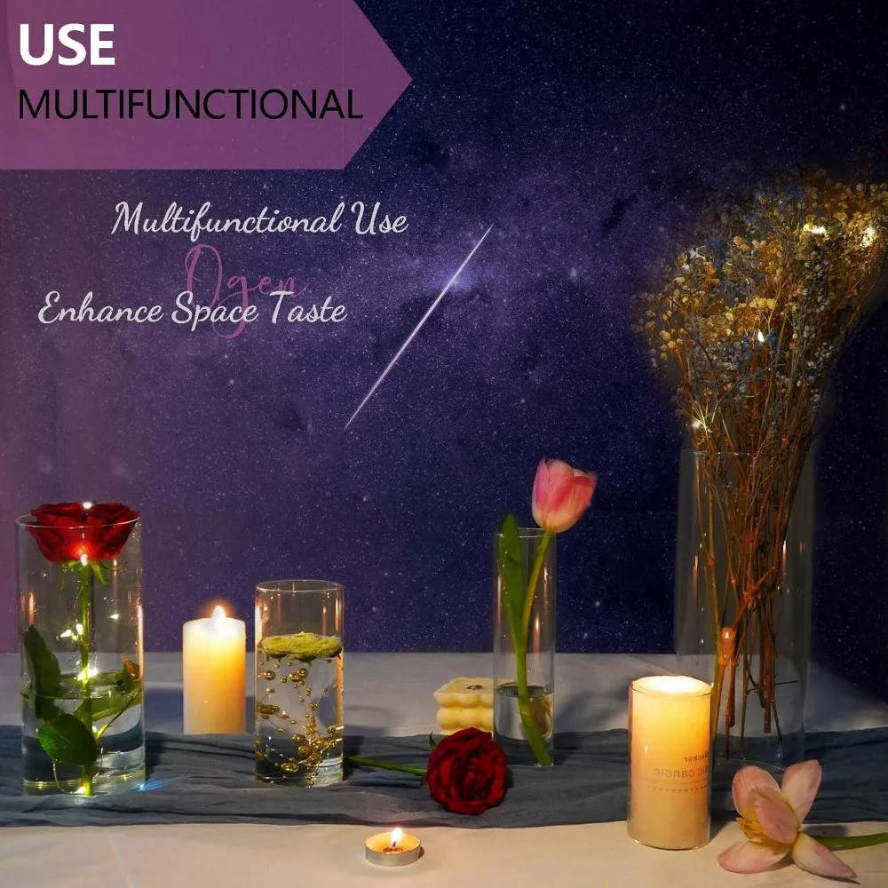 مزهريات أسطوانية من الزجاج الشفاف - 60 عبوة للقطع المركزية الأنيقة وترتيبات زهور الطاولة لديكور المنزل #6