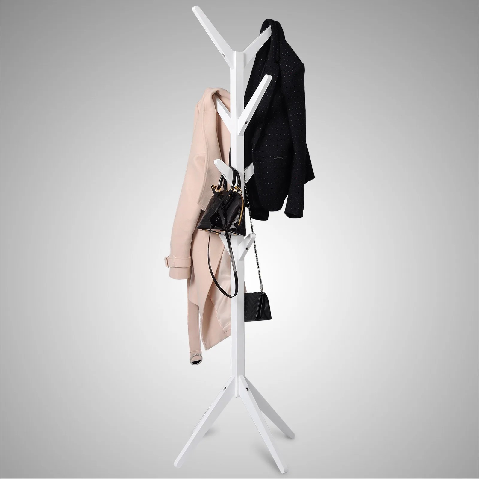 Appendiabiti da terra WOLTU 180 cm con 8 ganci, espositore per cappelli e cappotti, organizer per vestiti da camera da letto, decorazione per la casa