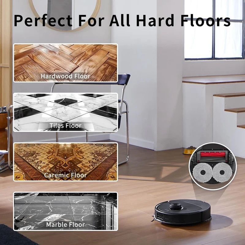 AC39-12PCS Microfiber Mop Cloths For Roborock Qrevo/Qrevo Maxv/Qrevo S/Qrevo Pro Robot Vacuum Cleaner Accessories