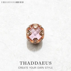 Beads Pink Lotus,Rose Gold Color & Rhinestone Jewelry Thanksgiving 925 Sterling Silver Gift For Women & Men