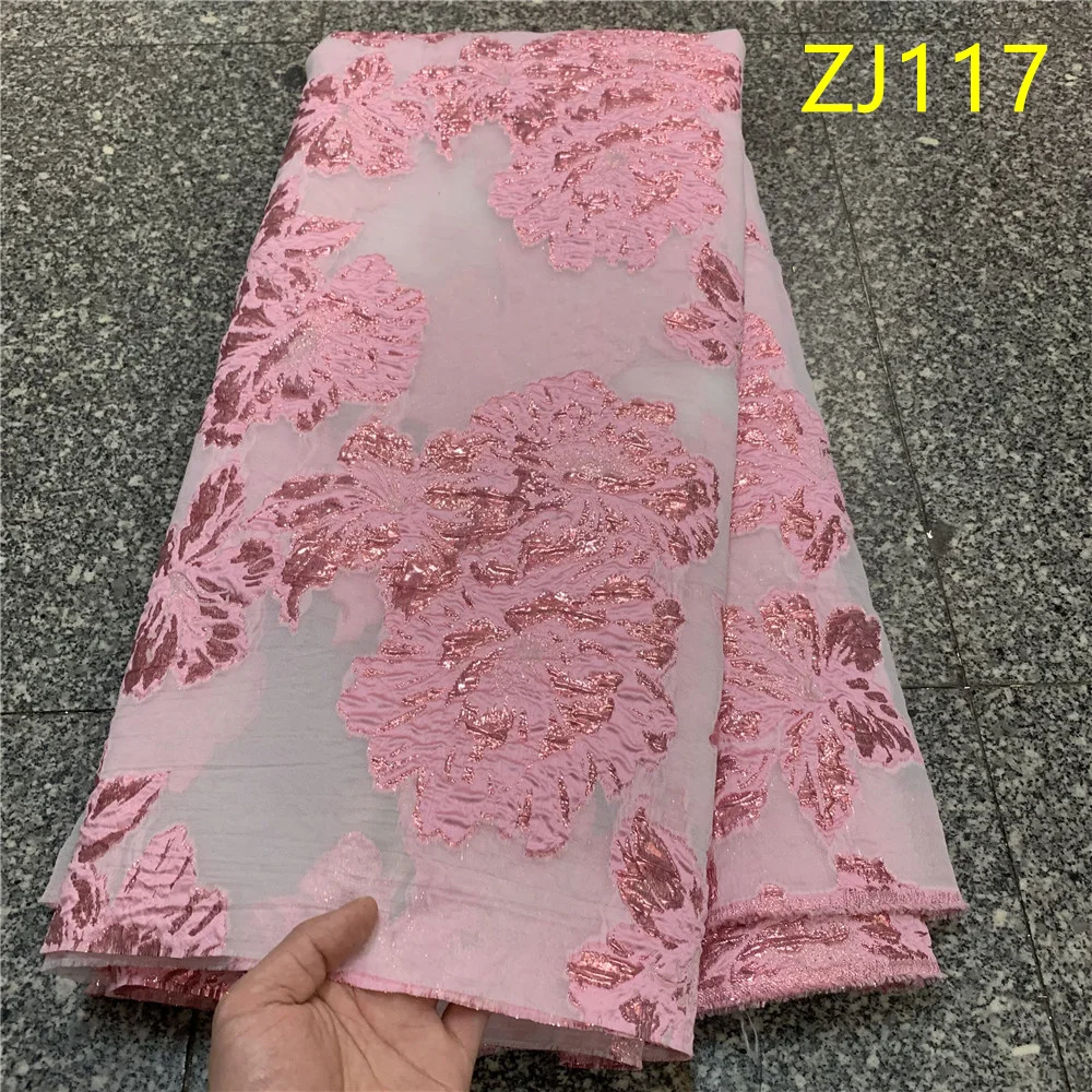 2026 African Nigerian Tulle Lace Fabric Organza Embroidery Guipure Party Gown Brocade Sequins High Quality 5Yard ZJ117