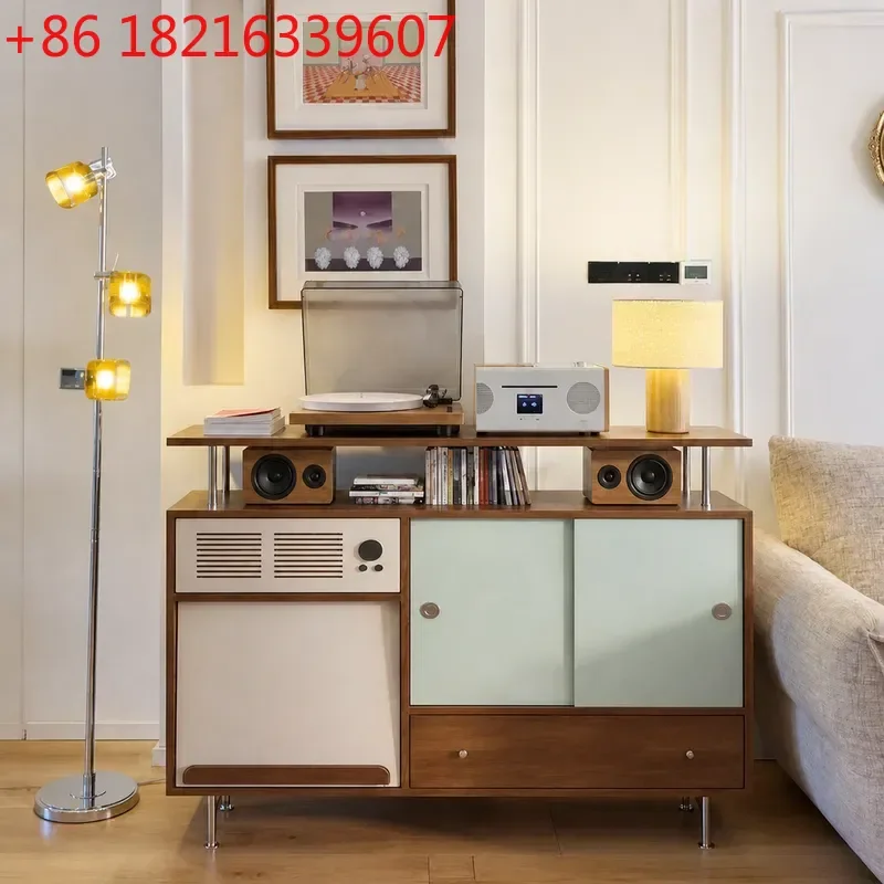 YAO Retro Solid Wood Dining Side Cabinet Antique Boxwood Living Room Small Apartment Wall Mounted Locker Storage Entrance