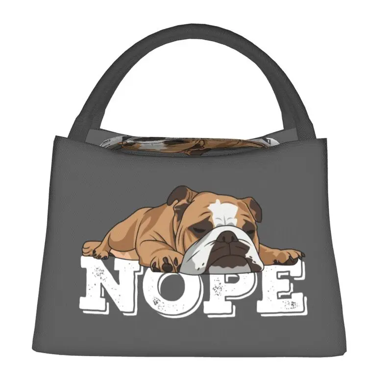 English Bulldog Nope Lunch Boxes for British Pet Dog Lover Thermal Cooler Food Insulated Lunch Bag Travel Work Pinic Container